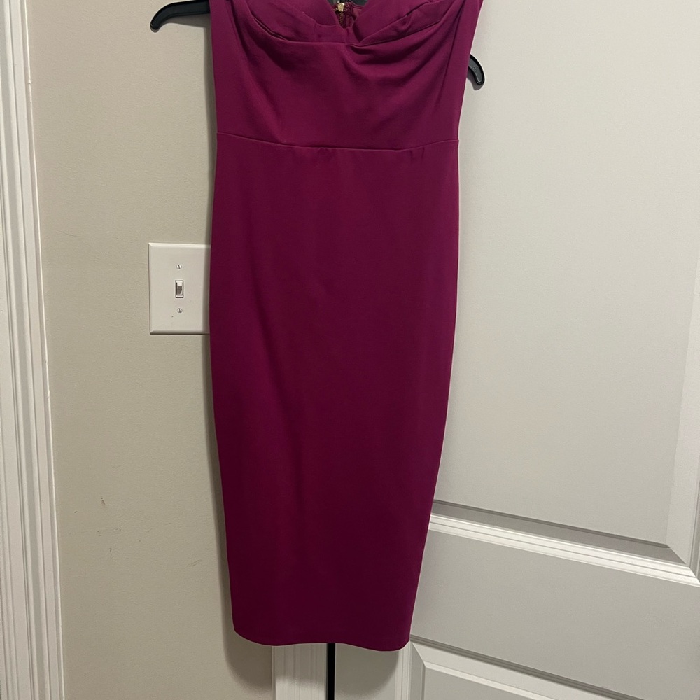 Fashion Nova Pink Ruched Strapless Sheath Dress